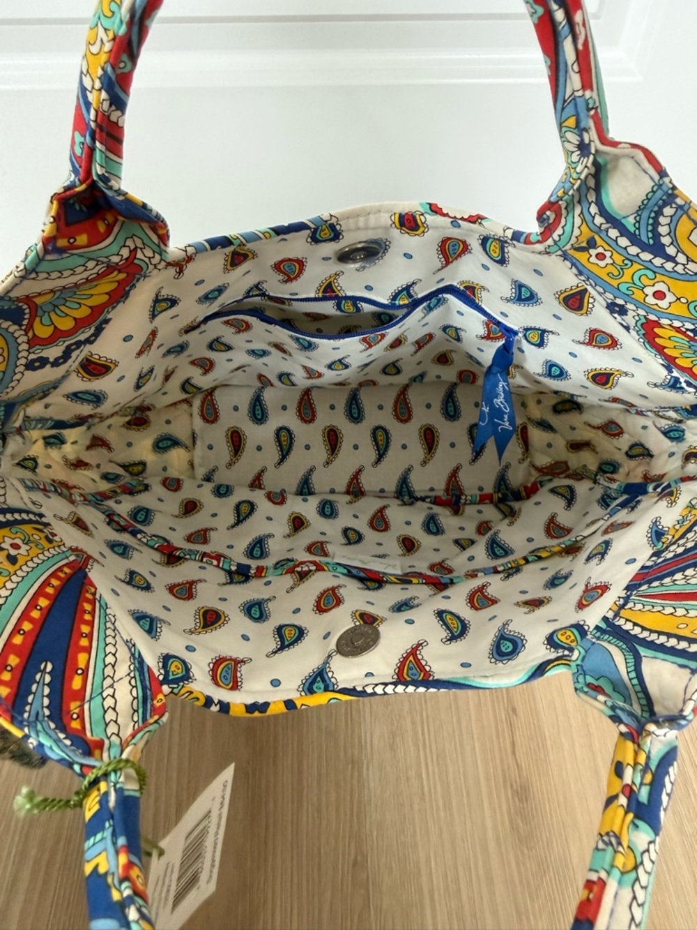 Vera Bradley Paisley Quilted Tote in Red, Blue, Yellow & Green - Picture 5 of 6